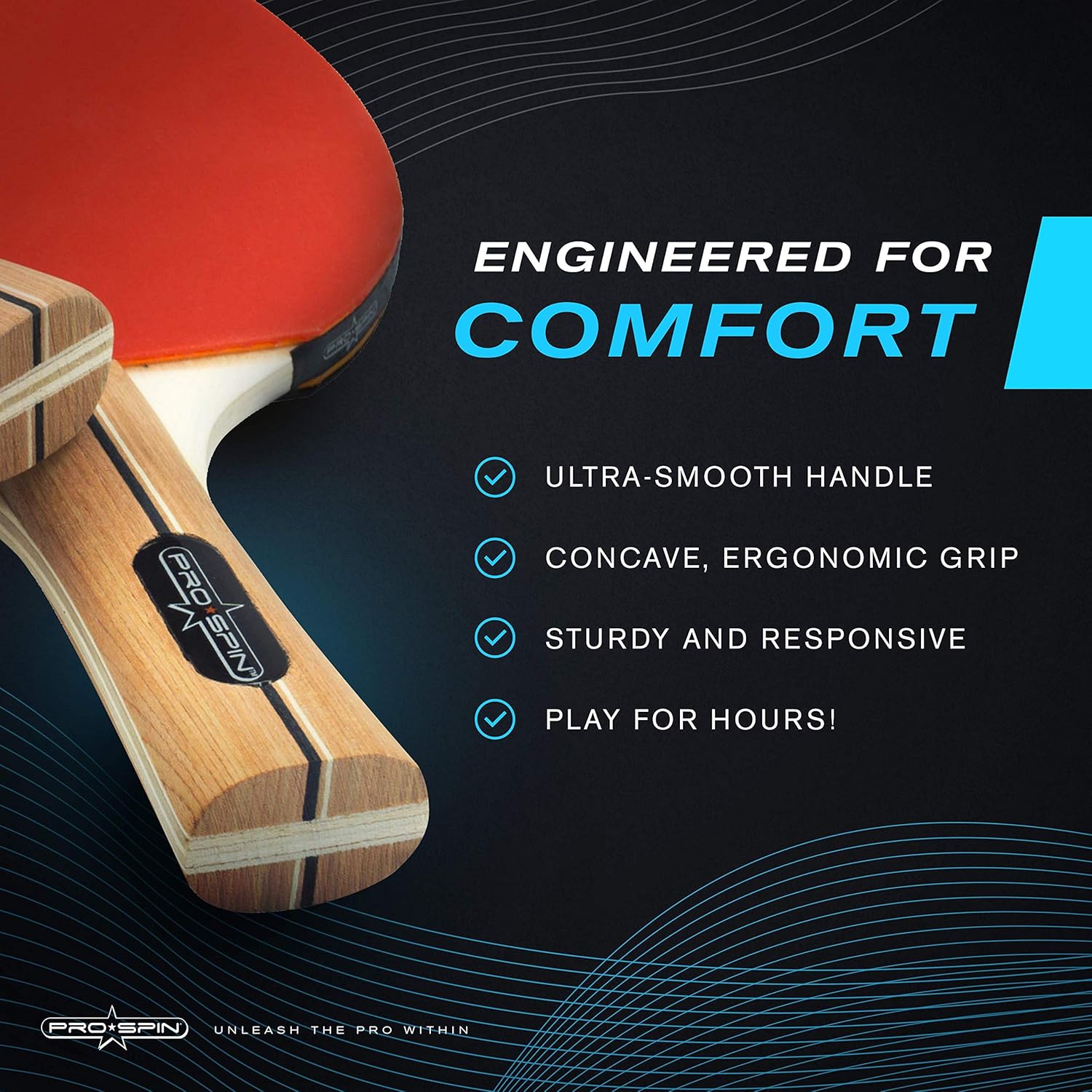 PRO SPIN Ping Pong Paddles - High-Performance 2-Player Set | Premium Table Tennis Paddles, 3-Star Ping Pong Balls, Compact Storage Case | Ping Pong Paddles Set for Indoor & Outdoor Games : Sports & Outdoors