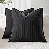 Ailuteie Corduroy Throw Pillow Covers 18x18 Set of 2 – Boho Decorative Pillow Covers for Couch, Sofa, Bed – Soft Square Cushion Covers for Living Room Decor (No Insert) Dark Gray