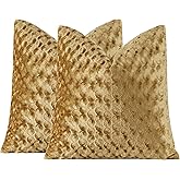 GIGIZAZA 18x18 Pillow Covers Set of 2, Gold Velvet Polka Dot Sofa Accent Throw Pillows Covers for Living Room Modern Cushion Pillows Covers