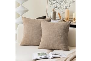 K KEVIN TEXTILE Kevin Textile Textural Faux Linen Throw Cushion Pillow Covers Shams for Couch, Invisible Zipper, 45x45CM(Set of 2, Natural Linen)