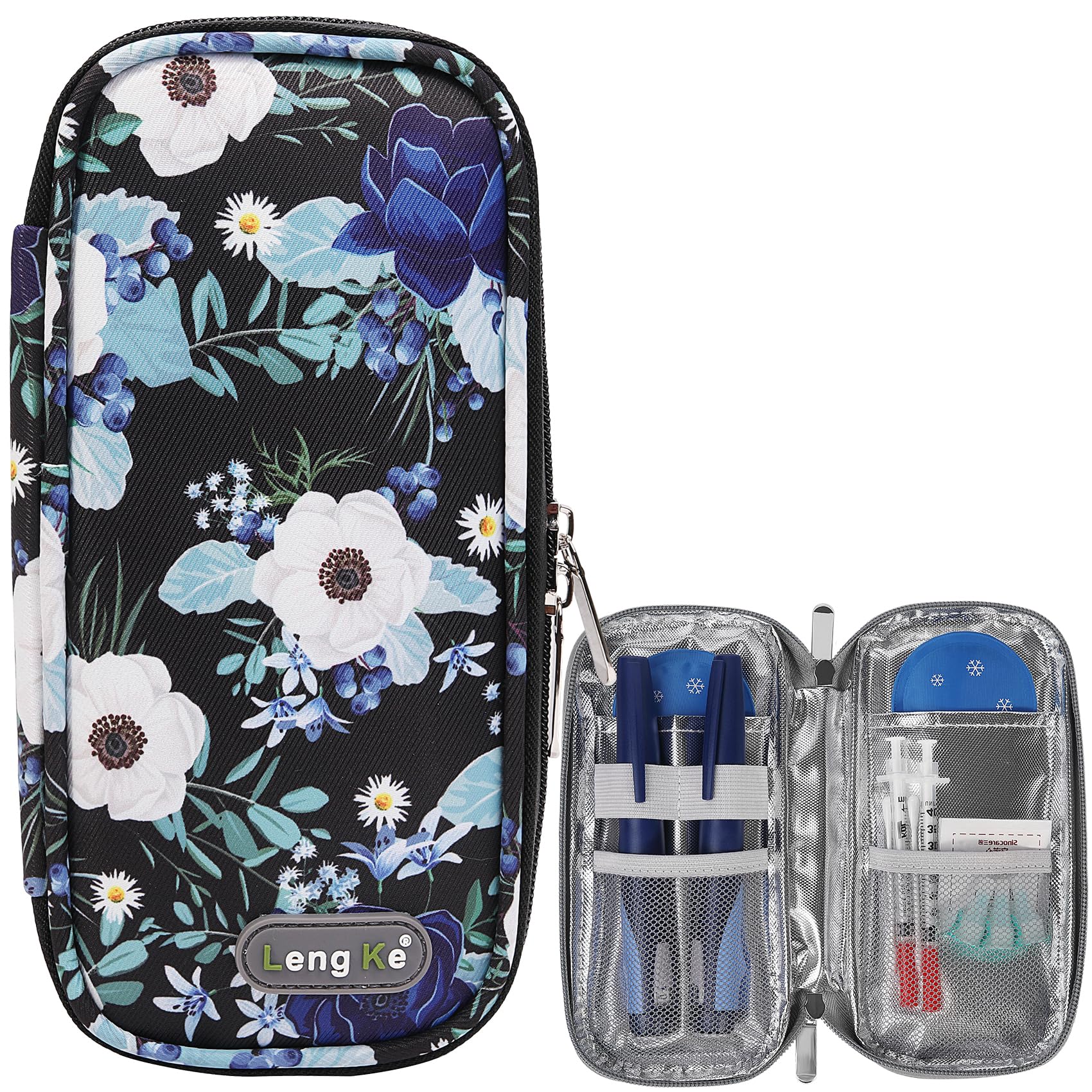 AYVANBER Insulin Cooler Travel Case Small Diabetic Medication Cooler Portable Cooling Bag with 2 Reusable Gel Ice Packs for Insulin Pens While Traveling and Other Diabetic Supplies (Anemone)