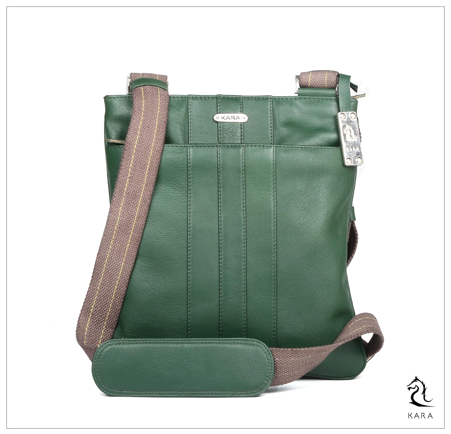 green leather laptop bag