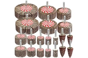 Hedume 20 Pcs 10 Sizes Abrasive Flap Wheel Sander Set, 80 Grit Sanding Flap Wheel, 1/4" Shank Flap Wheels Sander for Metal Wood Drill, Remove Rust