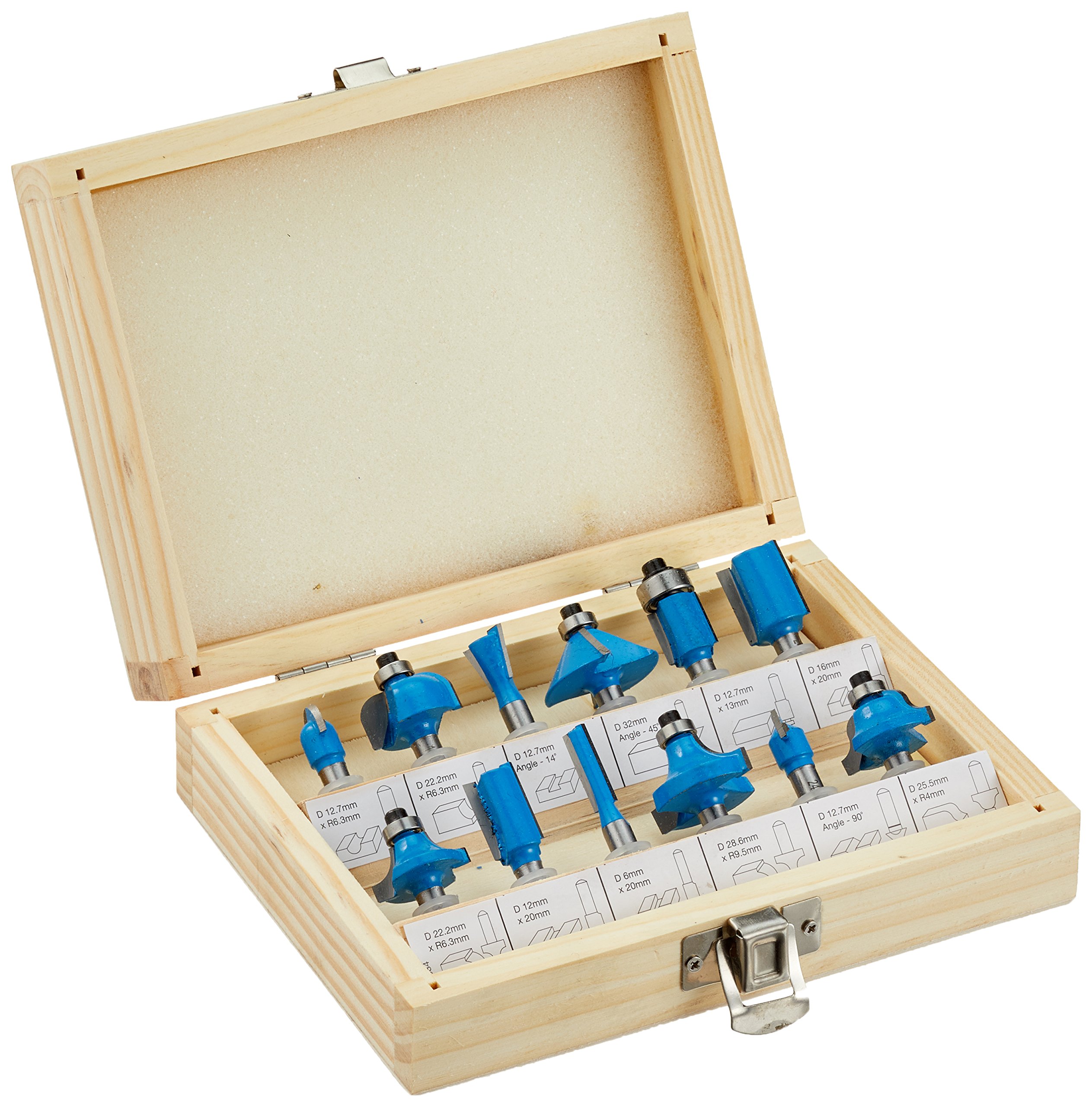 Silverline TCT Router Bit Set – 12 Piece, 1/4" Shank Tungsten Carbide Tipped Bits in Storage Case (792084)