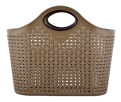 Nakoda Plastic Hand-Powered Storage Basket (7 cm x 11 cm x 7 cm, Brown)