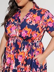 CARCOS Womens Plus Size Dresses 3X Blue Pink Floral