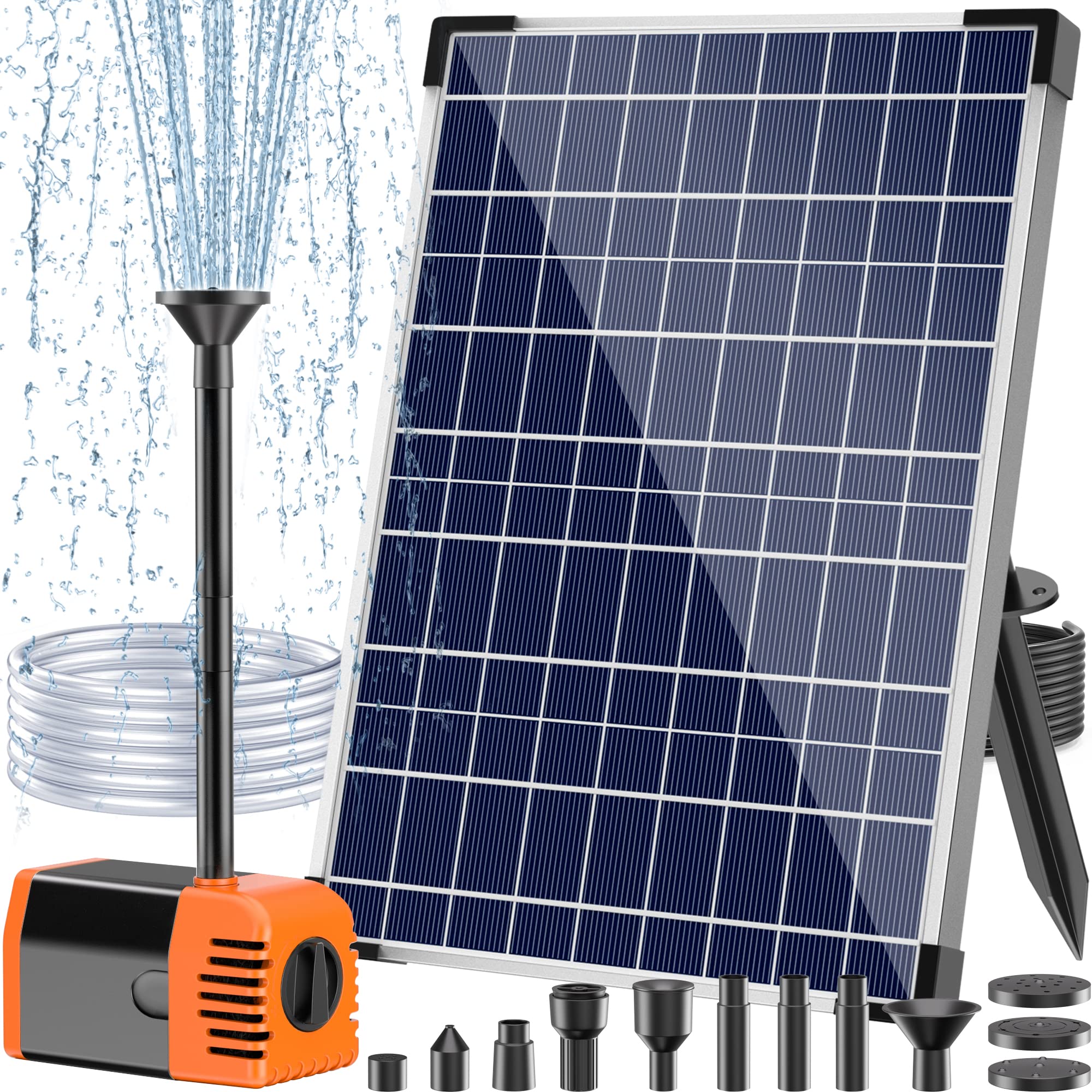 Photo 1 of Antfraer 25W Solar Fountain Pump, Solar Pond Pump 410GPH+ Adjustable Flow, Solar Fountain with 6.6FT Tubing for Garden,Ponds,Fountains,Waterfalls