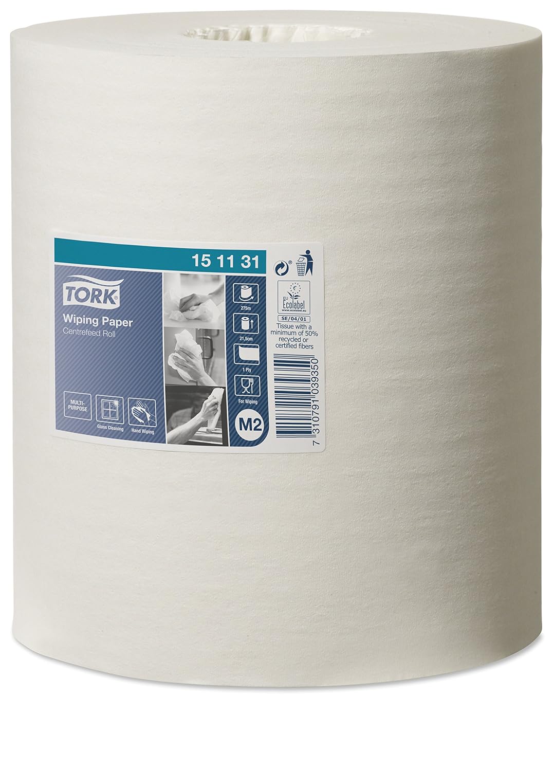 Tork Centrefeed Wiping Paper White M2, Absorbent, 6 Rolls, 151131, 6 x 275m - Image 4