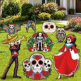 Day of The Dead Decorations Halloween Outdoor Yard Signs with Stakes | Waterproof Dia De Los Muertos Outdoor Lawn Decor Sugar Skull Yard Sign for Mexican Fiesta Party Garden Lawn Porch Patio