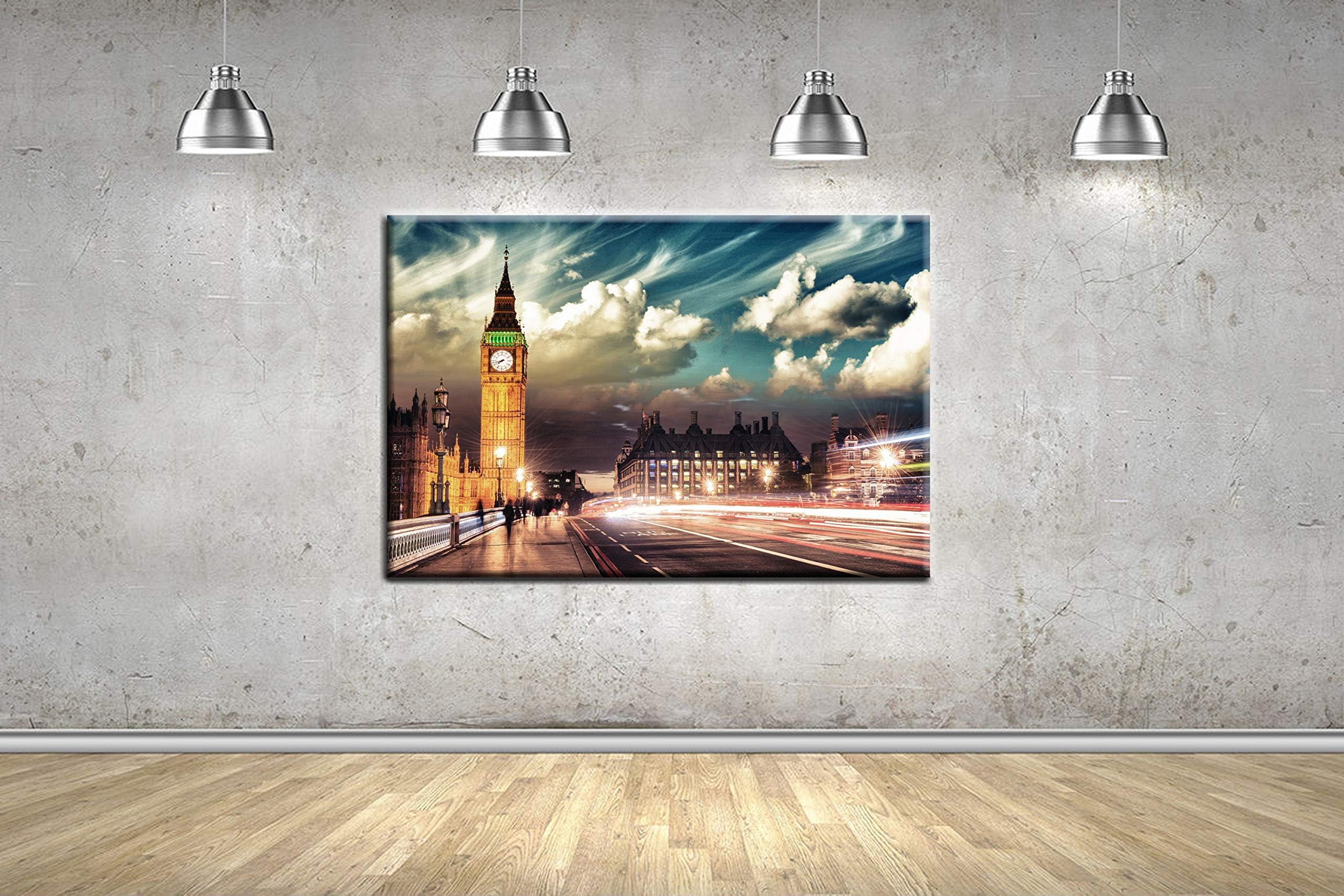 London Night City Theme Framed Canvas Photo Wall Art Picture Home Decor Poster 5 Sizes