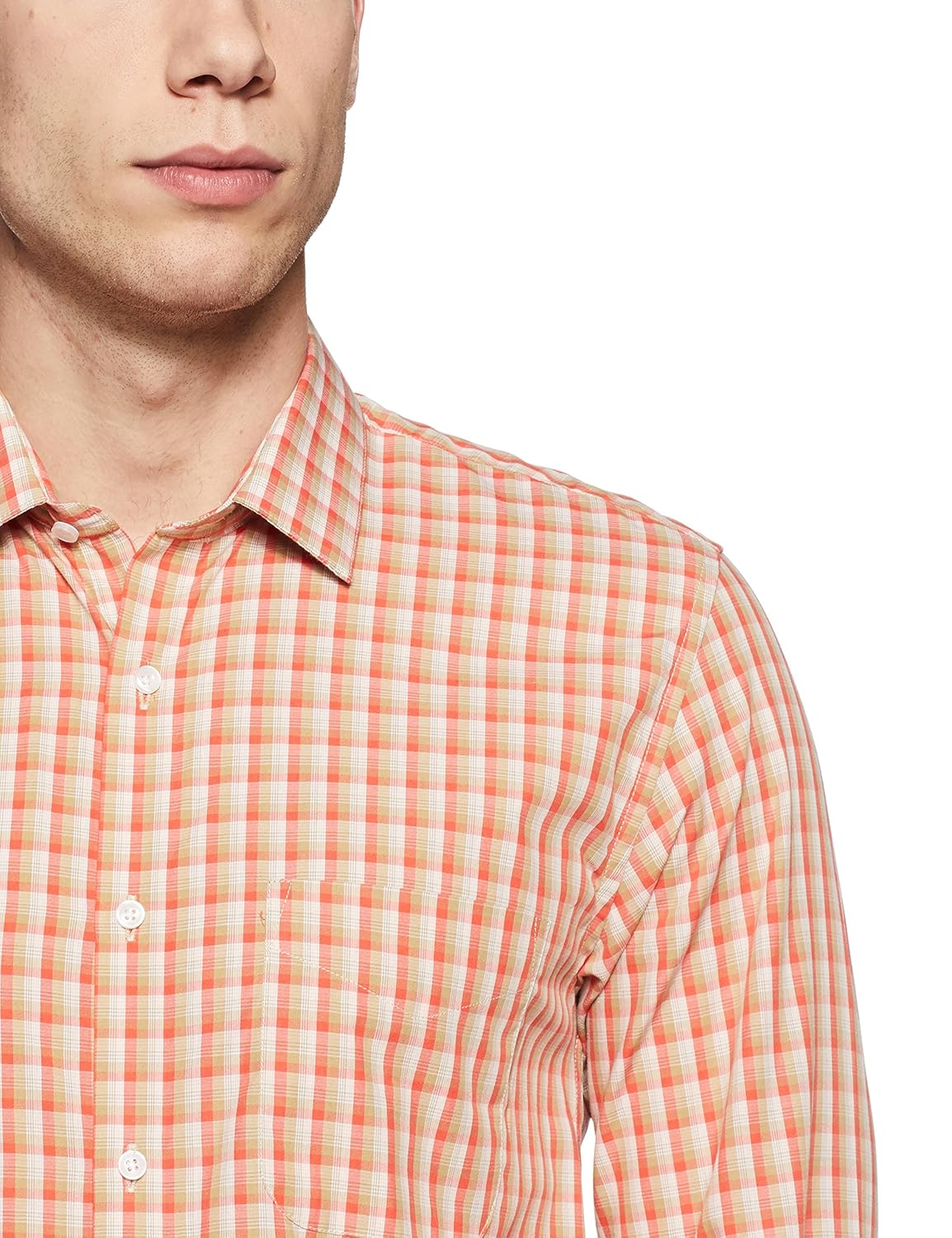 peter england men's checkered slim fit formal shirt