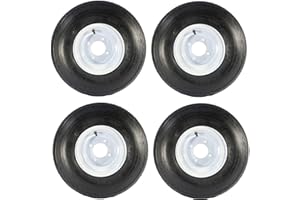 Antego Tire & Wheel 18x8.50-8 Golf Cart Tires on 8x7 Golf Cart Wheels (Rims) White Assemblies for Golf Carts (Set of 4) - Compatible with all standard golf carts such as: EZGO, YAMAHA, and Club Car
