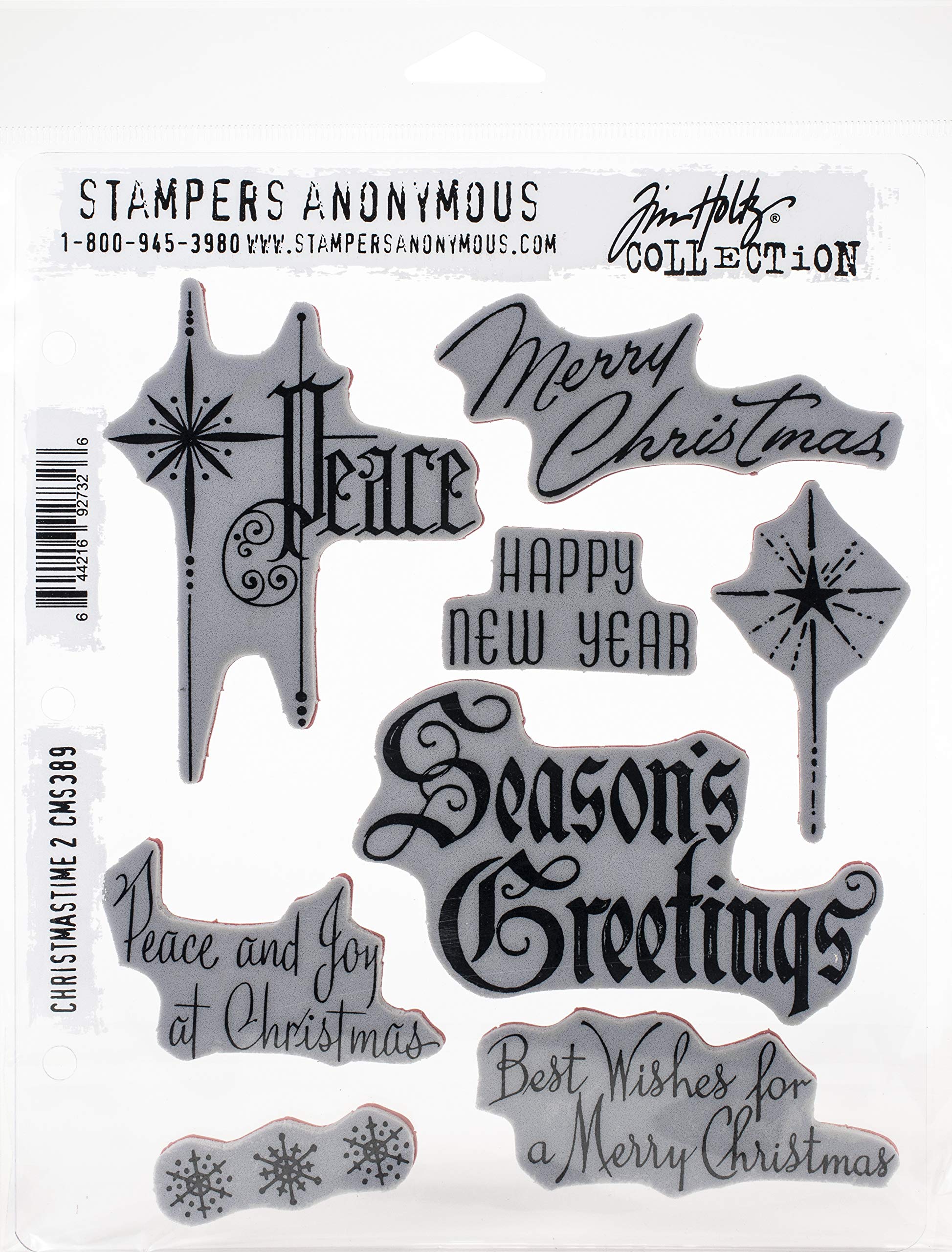 Tim Holtz - Stampers Anon Cling RBBR Stamp Set CMAS #2, Christmastime #2, One Size