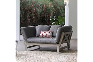 Cambridge Casual West Lake Mahogany Outdoor Convertible Sofa Daybed, Weathered Gray/Gray Cushion