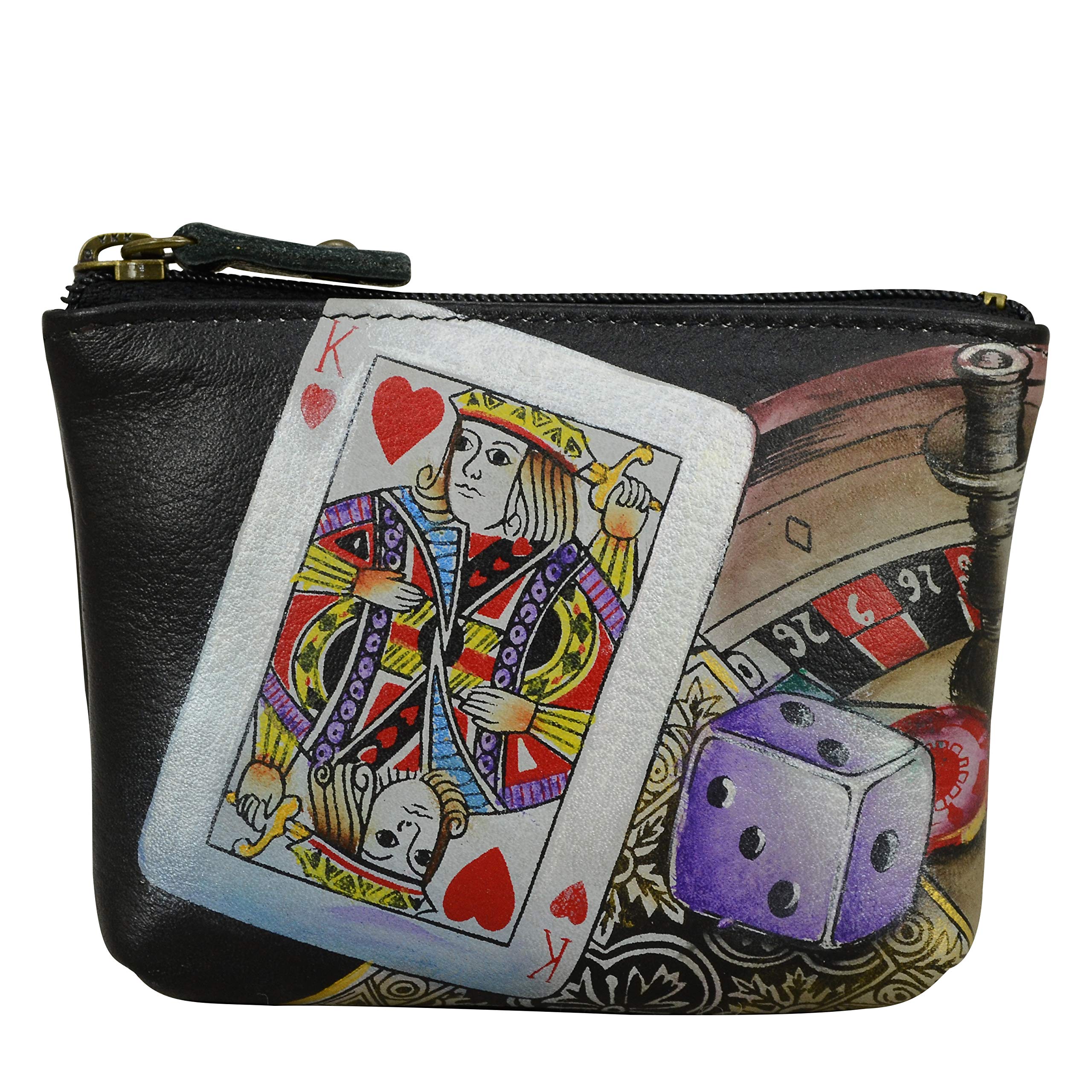 Anuschka Women’s Original Hand-Painted Genuine Leather Small Zip Pouch - High Roller