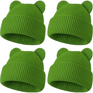 ZUPPAD 4 Pack Baby Toddler Beanie Hat with Bear Ears，Soft Knitted Winter Skull Cap for Kids Cute Solid Color Set19