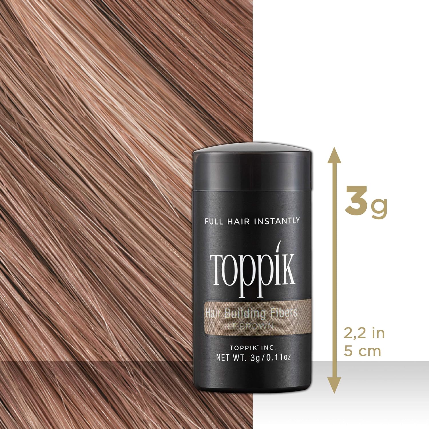 Toppik Hair Building Fibres Powder, Light Brown, 3g Bottle, for A Thicker-looking Hairline, Crown and Beard - Image 3