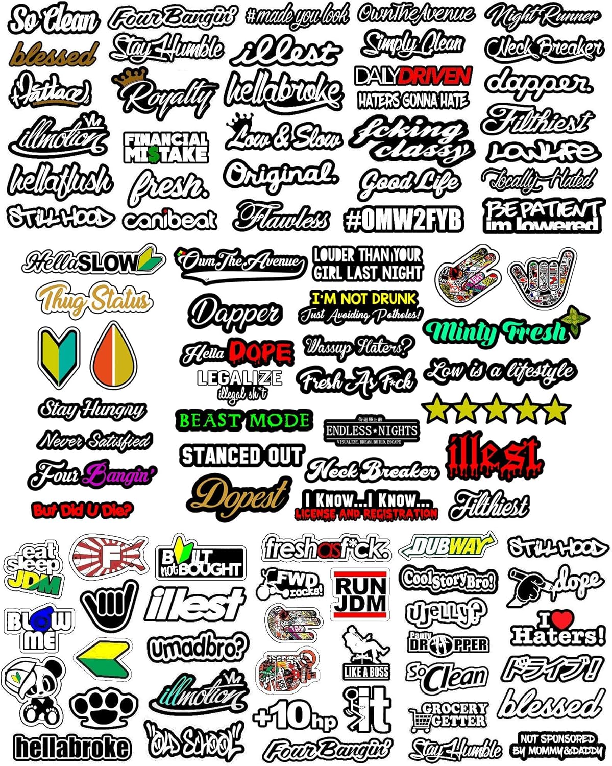OwnTheAvenue JDM 96 CAR Sticker Decal Wholesale MEGA Pack