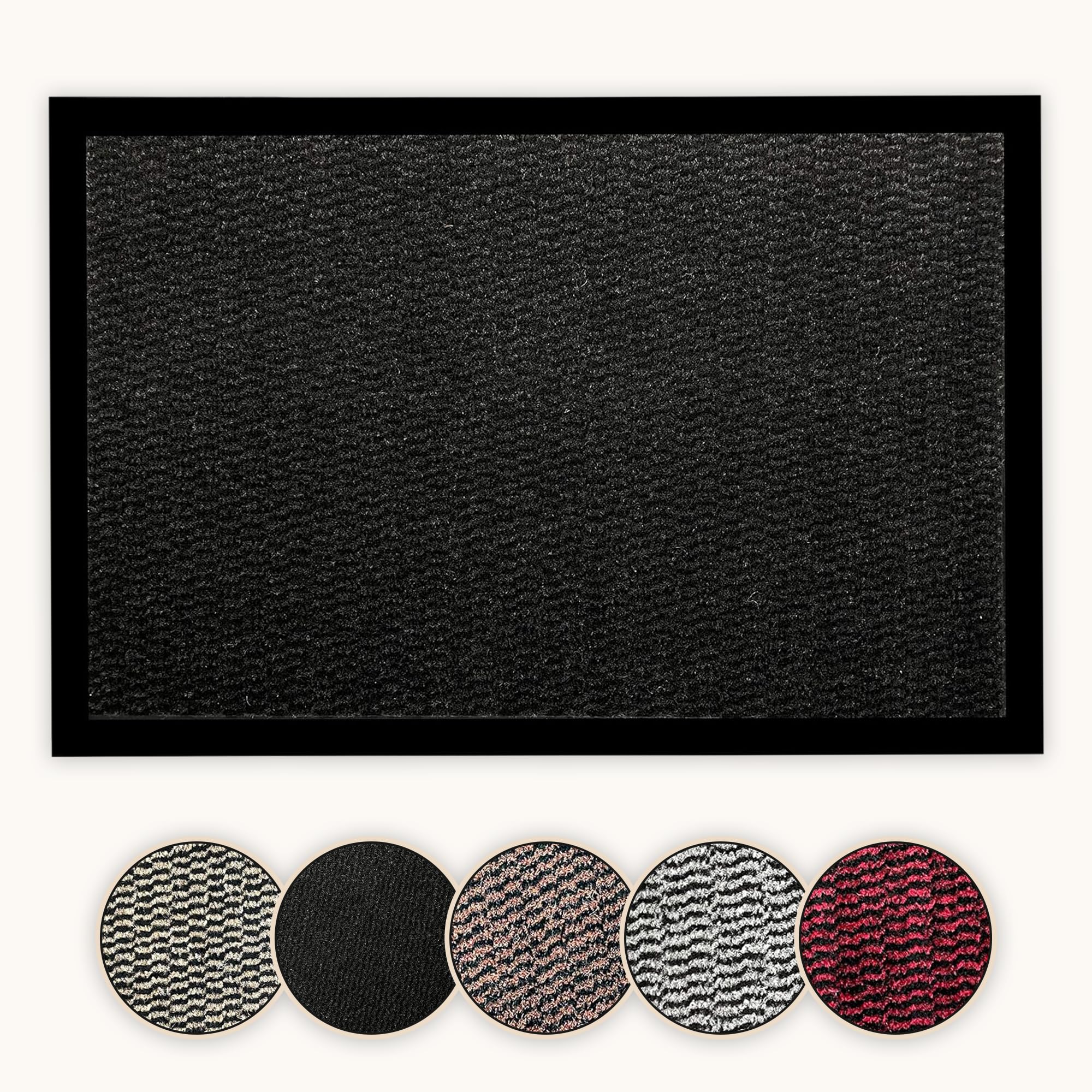 Bear & Panda - Dirt Trapper Door Mat - Indoor/Outdoor non-slip Washable Barrier Door Mat, Heavy Duty Entrance Rug Shoes Scraper, Super Absorbent Front Doormat Carpet (Black, 40 x 60 cm)