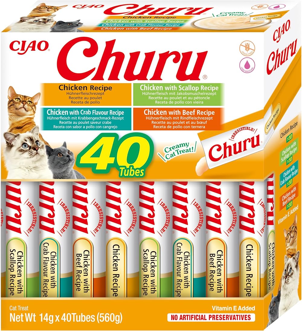 INABA Churu Cat Treat Chicken Variety Box 40 x 14g Soft & Creamy Purée
