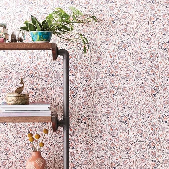 Amazon.com: Opalhouse Pink Paisley Peel &amp; Stick Removable Wallpaper