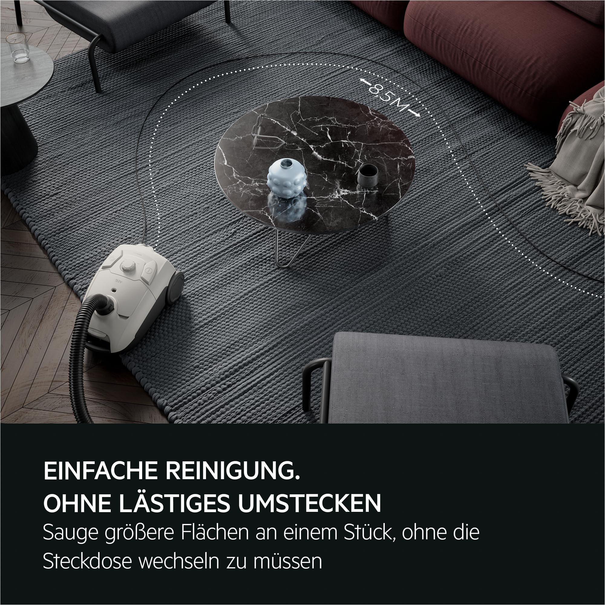AEG CLEAN 5000 Staubsauger mit Beutel, Hohe Saugleistung, 37 % Recyclingkunststoff, AllFloor Bodendüse mit Klicksystem, 2in1 Multifunktionsdüse, 8,5m Aktionsradius, Waschbarer Hygiene-Filter, AB51C1SW 5