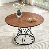 KitDans 47" Round Dining Table for 4-6, Wood Dining Table for 4 | Mid Century Modern Walnut Wood Grain Table,Rustic Kitchen Table for Dining Room Kitchen