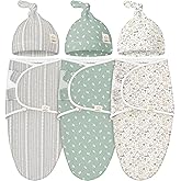 KeaBabies 3-Pack Organic Swaddles for Newborns Girls, Boys with Hats - Soft Cotton Baby Sleep Sacks 0-3 Months, Breathable Baby Hats and Swaddles 0-3 Months, Newborn Essentials Must Haves (Prairie)