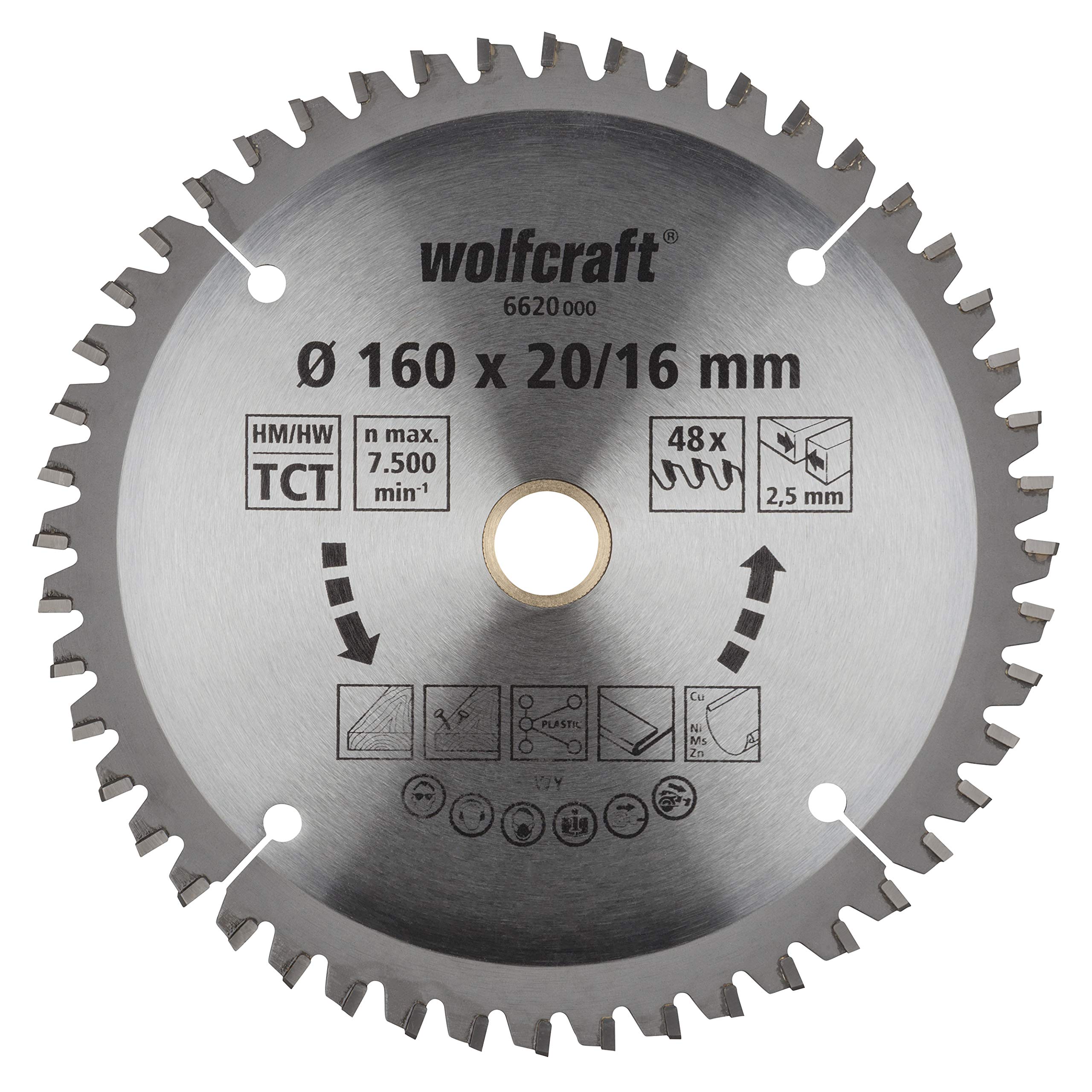 wolfcraft TC Circular Hand Saw Blade, new purple series I 6620000 I Fine, clean cuts