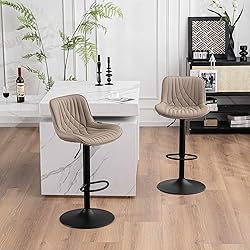 YOUTASTE Khaki Bar Stools Set of 2 Modern Faux