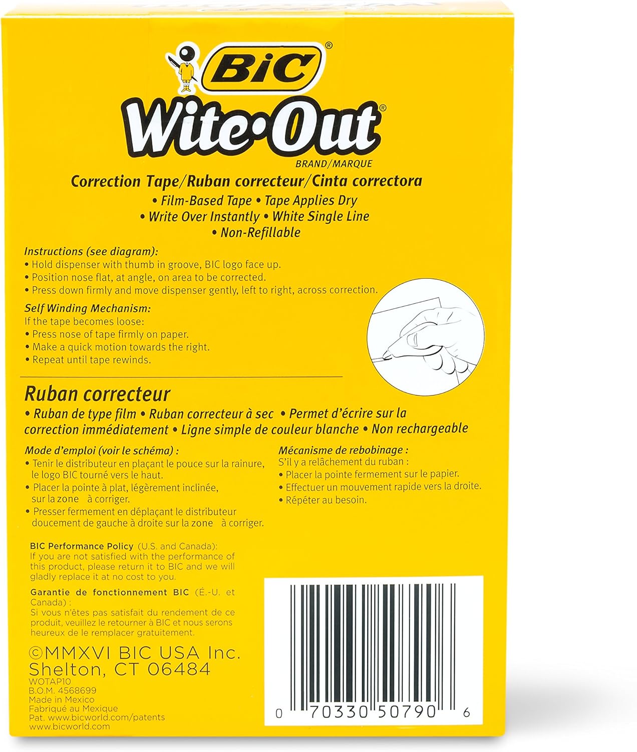 BIC Wite-Out Brand EZ Correct Correction Tape, White, 10-Count : Office Products