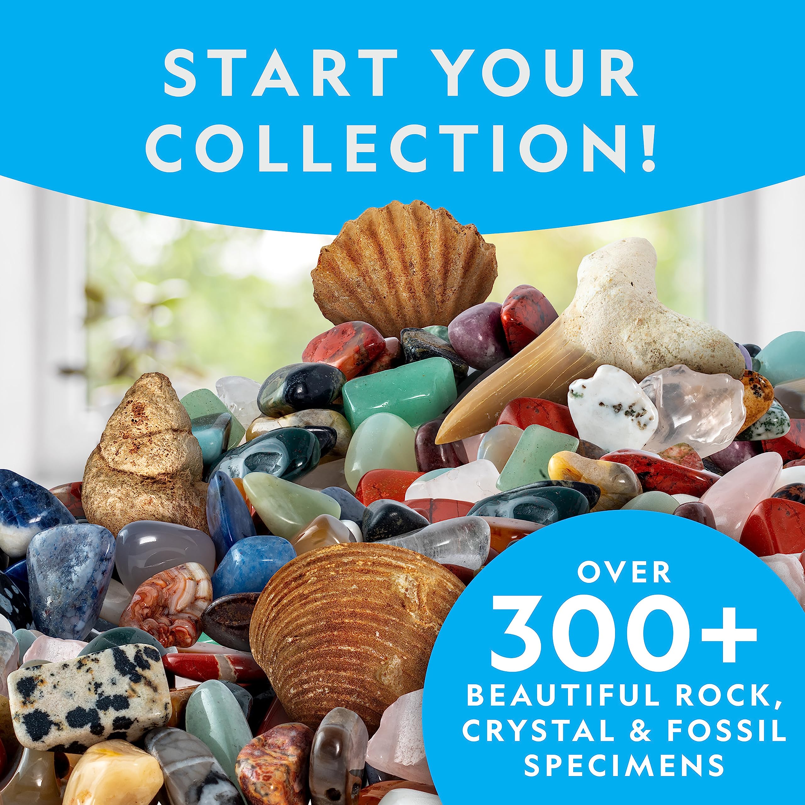 National Geographic Rock Collection Box for Kids – 300 Piece Rock Set with Real Fossils, Gemstones, and Crystals- Includes Absolute Expert: Rocks & Minerals Full-Color Book