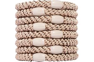 L. ERICKSON U.S.A. L. Erickson Grab & Go Pony - Camel Beige - 8 Pack Ponytail Holder Hair Ties - Tan Color