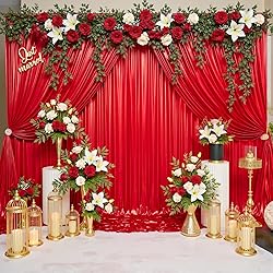 10x10ft Thick Red Glitter Backdrop Curtain Panels