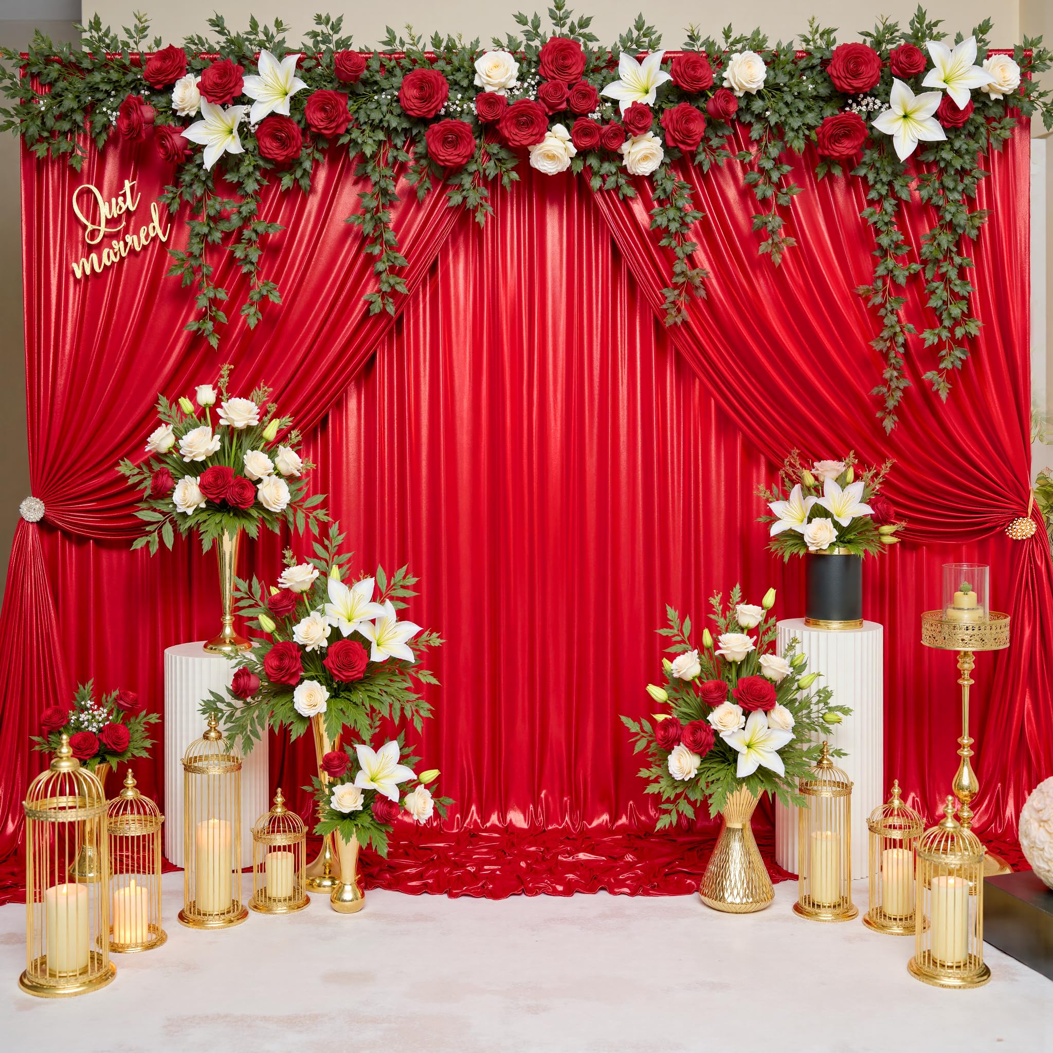 20x10ft Thick Red Glitter Backdrop Curtain Panels