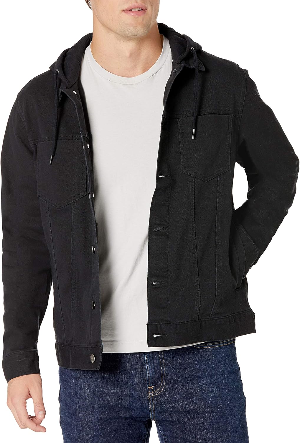 LRG Men's Lifted Research Collection Hooded Denim Jacket: Clothing