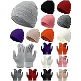 Jamntower 18 Pcs Winter Beanie Hats and Gloves Set Bulk for Homeless Men Women Knit Stretch Skull Cap Thick Thermal Warm Gift