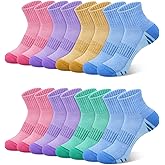 YSense 8 Pairs Crew Quarter Socks for Women Men, Breathable Cotton Athletic Running Ankle Cushioned Gym Socks for Hiking