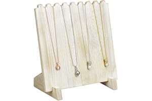 MOOCA Wooden Plank Necklace Holder Organizer For 8 Necklaces, Jewelry Stand Holder, Jewelry Display for Vendors, Necklace Display Stand, Washed White Color