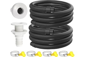 GOPAYIA 3/4 Inch Bilge Pump Hose 6FT Bilge Plumbing Kit Hose Clamps Through Hull Fitting with Check Valve for Boat Marine Set of 2, Black