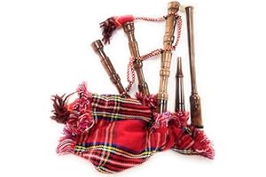 Mini bagpipe Rosewood irish Royal Stewart cover & cord Starter playable for beginner kids junior set comes with 2 free reeds 