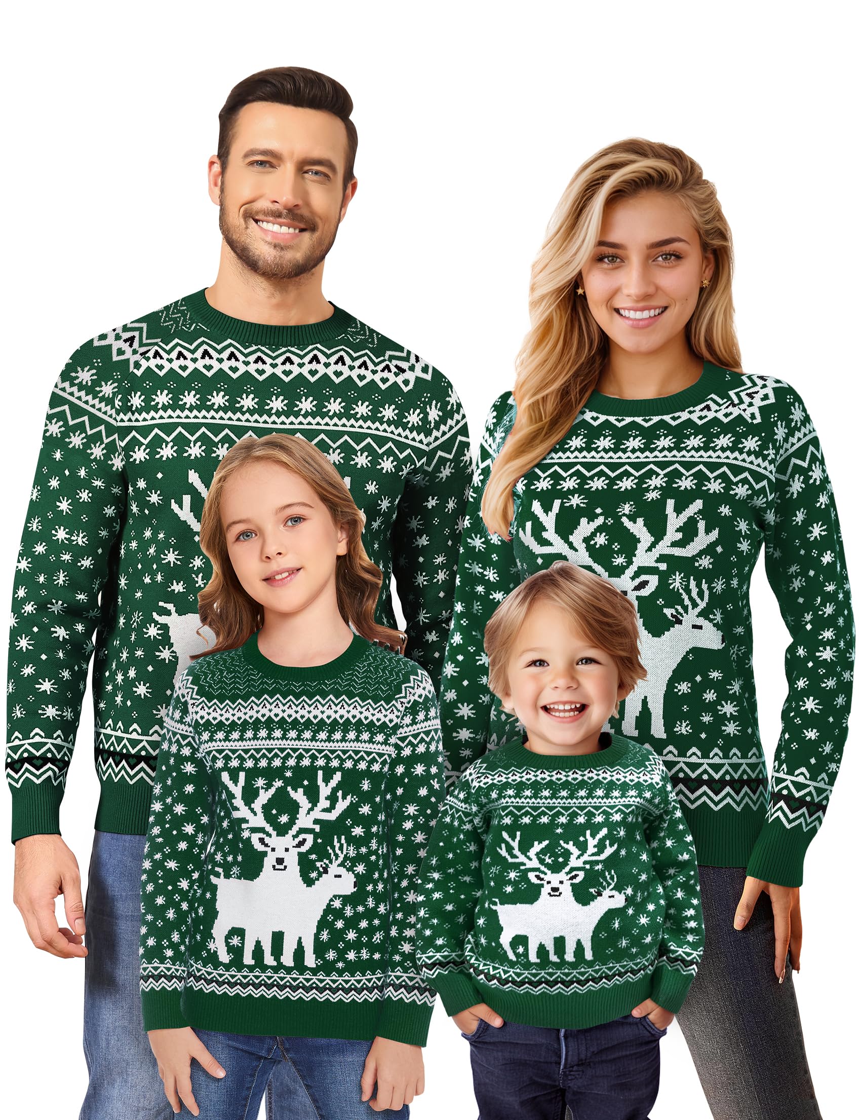 Photo 1 of Namatime Ugly Christmas Sweaters for Men 2024 Family Matching Christmas Sweater Funny Xmas Holiday Party Knit Pullover Cute Christmas Vacation Sweater Green L
