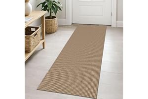 EARTHALL Woven Runner Rug 2x5 Ft Washable Runners for Hallways Cotton Non Slip Rubber Backed Kitchen Runner Braided Indoor Floor Carpet for Entryway, Hallway, Kitchen, Bedroom, Orange/Tan/Brown