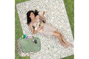 CARSTENS, INC. Easy Pack Waterproof Sandproof Picnic Blanket, Lightweight Foldable Outdoor Camping Beach Mat, Large 60"x80", Spring Garden Floral