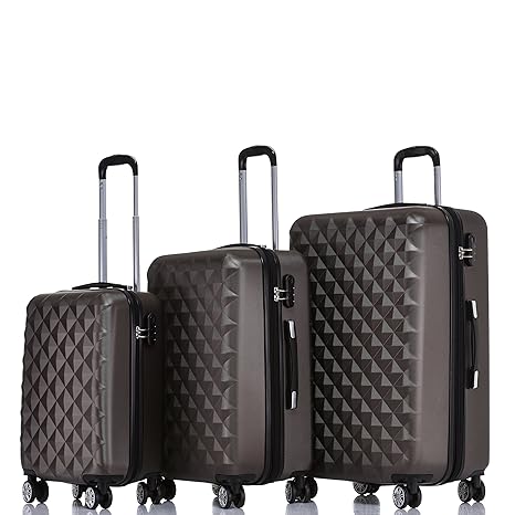 BEIBYE Zwillingsrollen 2066 Hartschale Trolley Koffer Reisekoffer Gepäck M-L-XL-Set (Coffee, Set)