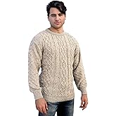 Aran Crafts Basket Stitch Crew Neck Sweater (100% Wool)