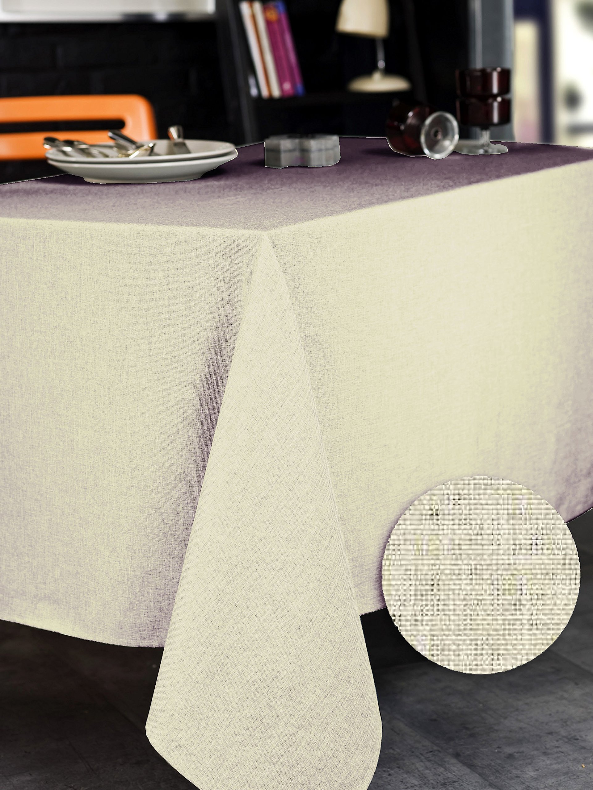 CALITEX 3372360502904 Rectangular Polyester Tablecloth, polyester, off-white, 300x150 cm