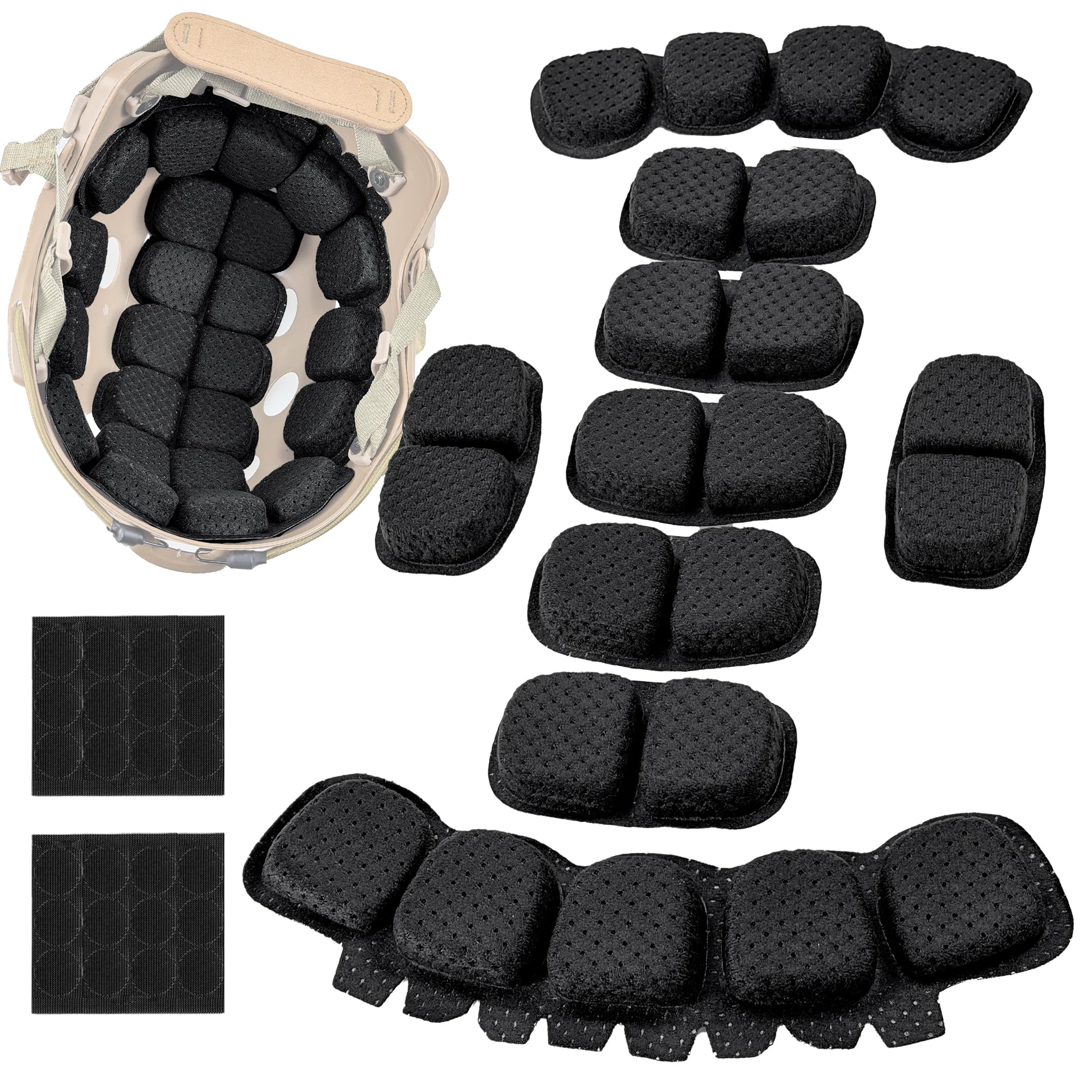 Helmet Padding Kit, 28Pcs High-Density Memory Foam Inserts with Extra Hook & Loop, Universal Replacement Cushion Pads for Cycling, Motorcycle, Airsoft Helmets, Black