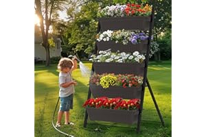 TOREVSIOR 5-Tier Vertical Raised Garden Bed, Vertical Garden Planter with Water Drainage, Elevated Garden Bed for Vegetables Flowers Herbs Indoor Outdoor