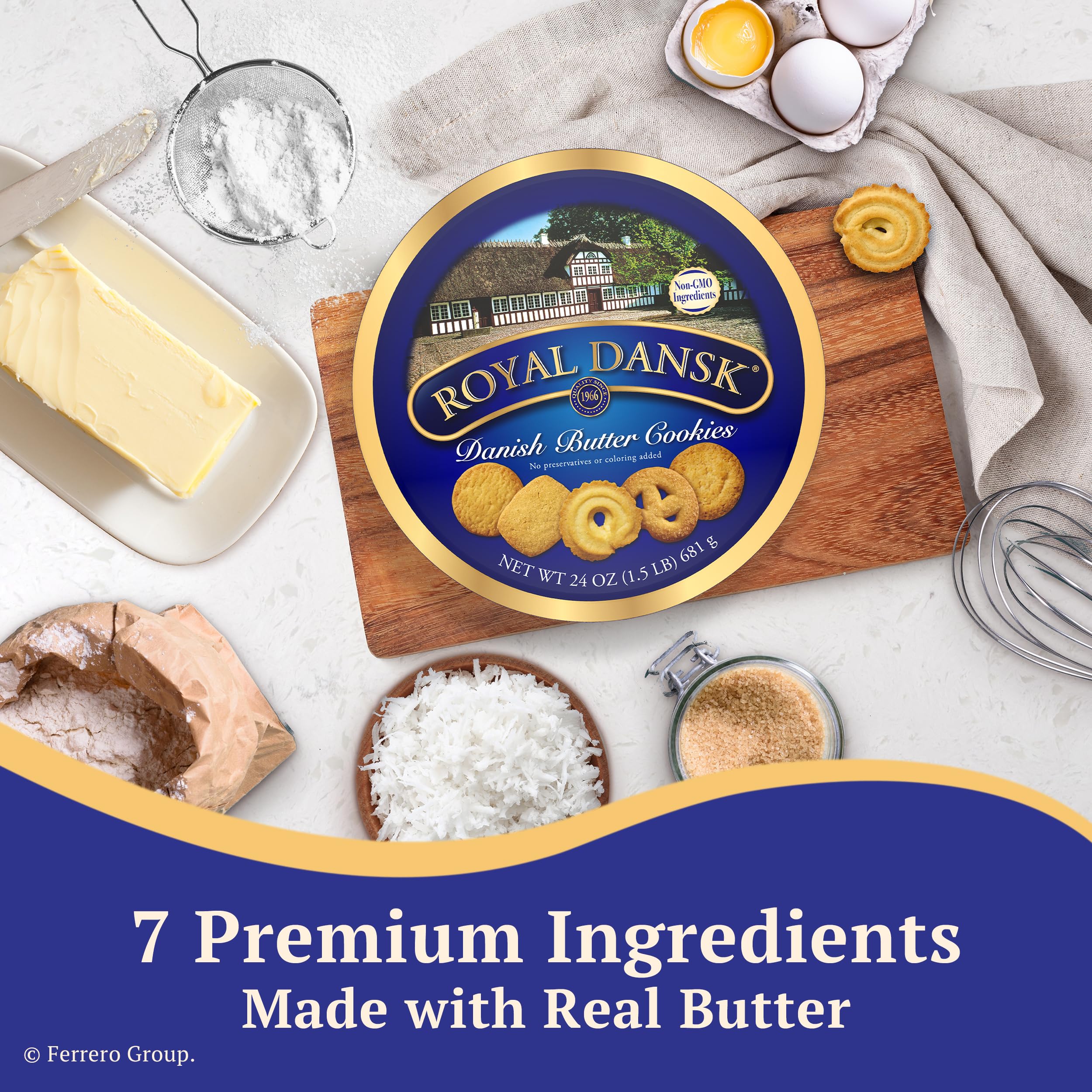 Royal Dansk Danish Cookies Tin, butter, 24 Ounce